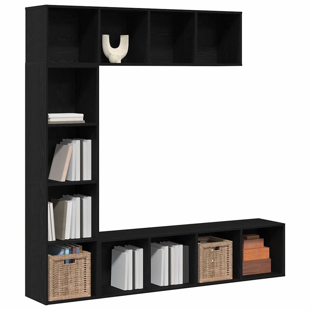 Book Cabinet 3 pcs Black Oak 36 x 30 x 143 cm Engineered Wood