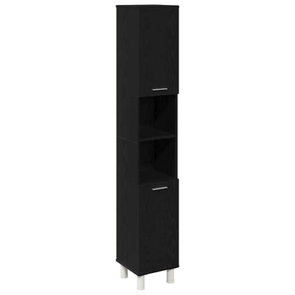 Bathroom Furniture Set with Door 4 pcs Black 30 x 30 x 179.5 cm