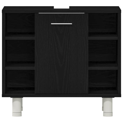 Bathroom Furniture Set with Door 3 pcs Black 30 x 30 x 179.5 cm