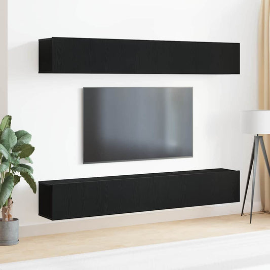 TV Cabinet Set 4 pcs Black oak 100 x 30 x 30 cm Engineered wood