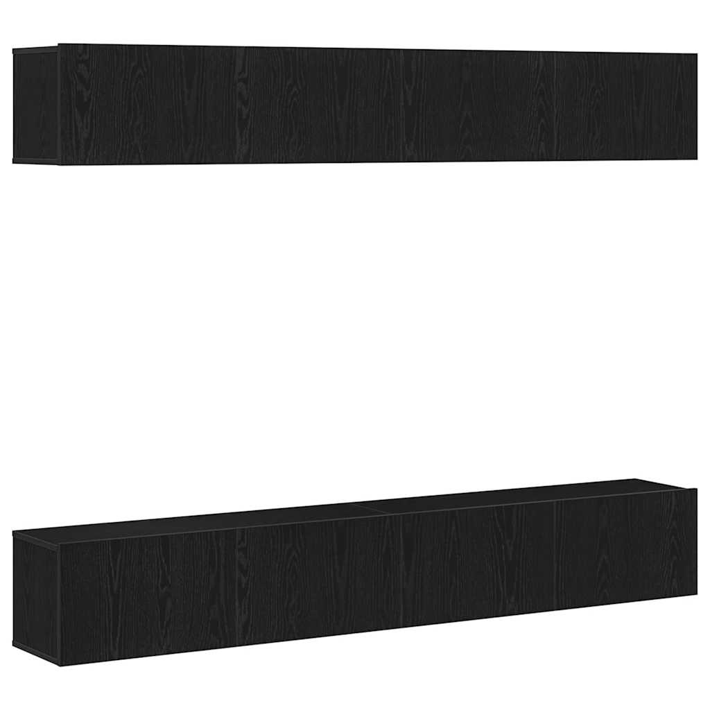 TV Cabinet Set 4 pcs Black oak 100 x 30 x 30 cm Engineered wood