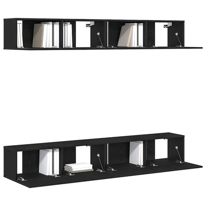 TV Cabinet Set 4 pcs Black oak 100 x 30 x 30 cm Engineered wood