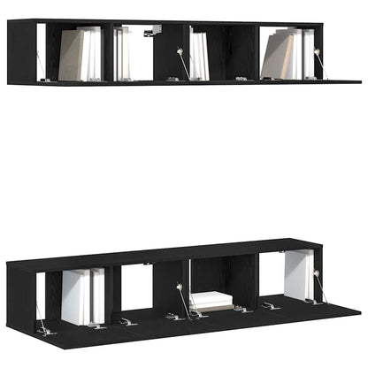 TV Cabinet Set 4 pcs Black oak 80 x 30 x 30 cm Engineered wood