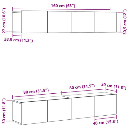TV Cabinet Set 4 pcs Black oak 80 x 30 x 30 cm Engineered wood