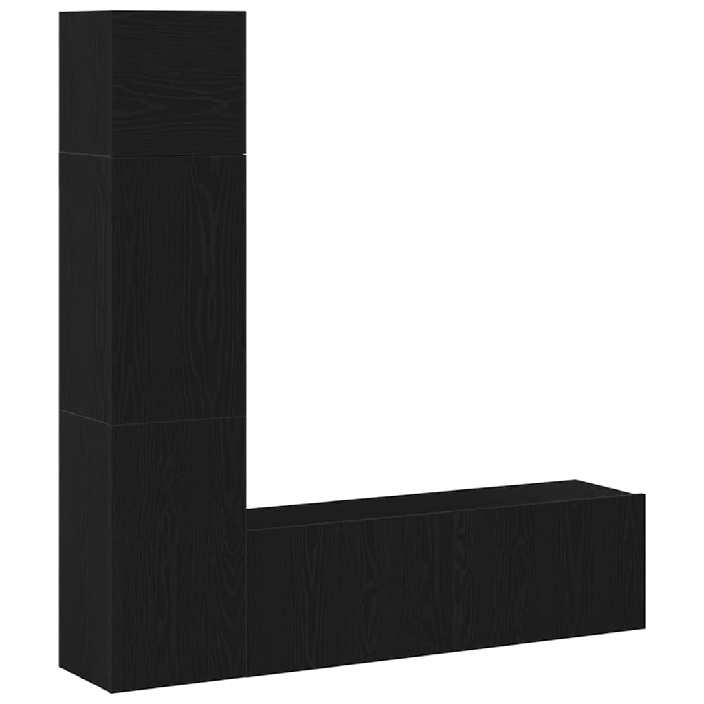 TV Cabinet Set Wall-mounted 4 pcs Black oak 130.5 x 30 x 140 cm