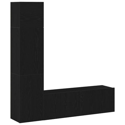 TV Cabinet Set Wall-mounted 4 pcs Black oak 130.5 x 30 x 140 cm