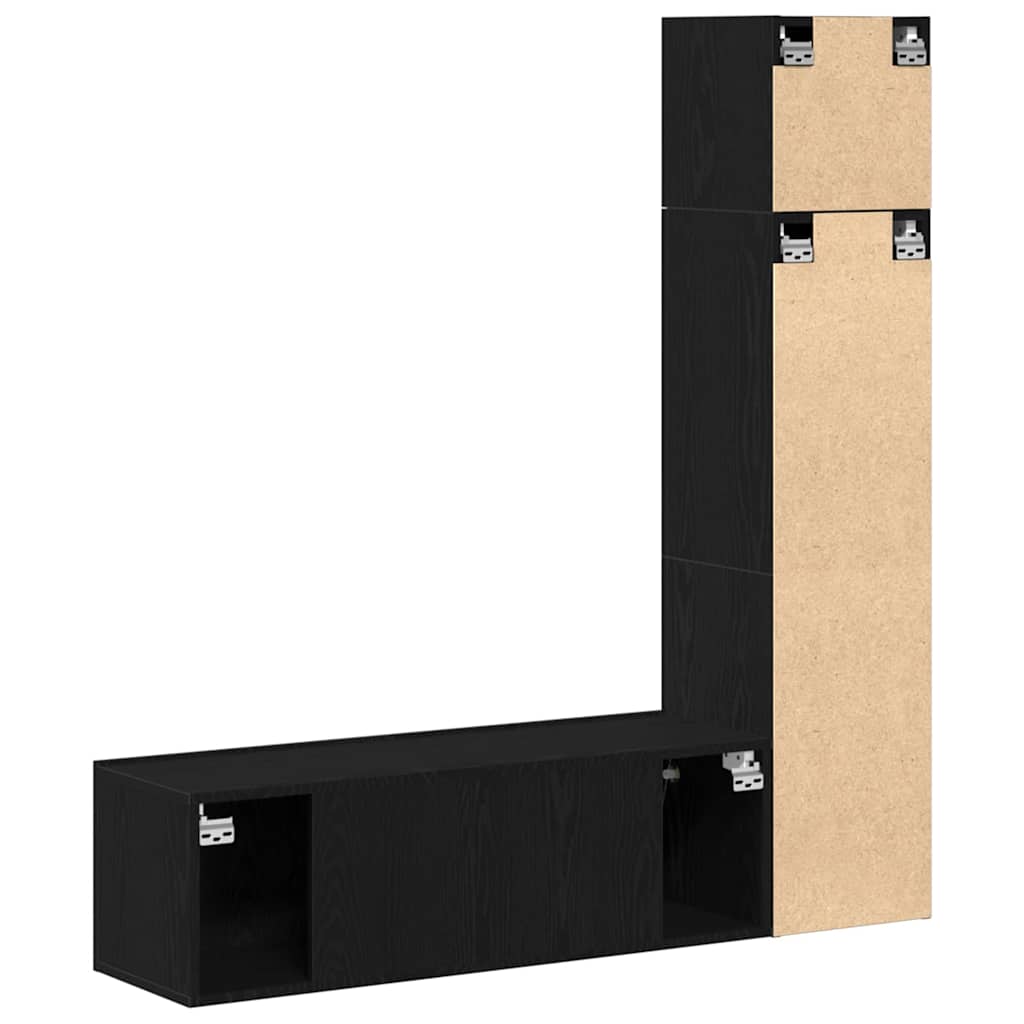 TV Cabinet Set Wall-mounted 4 pcs Black oak 130.5 x 30 x 140 cm