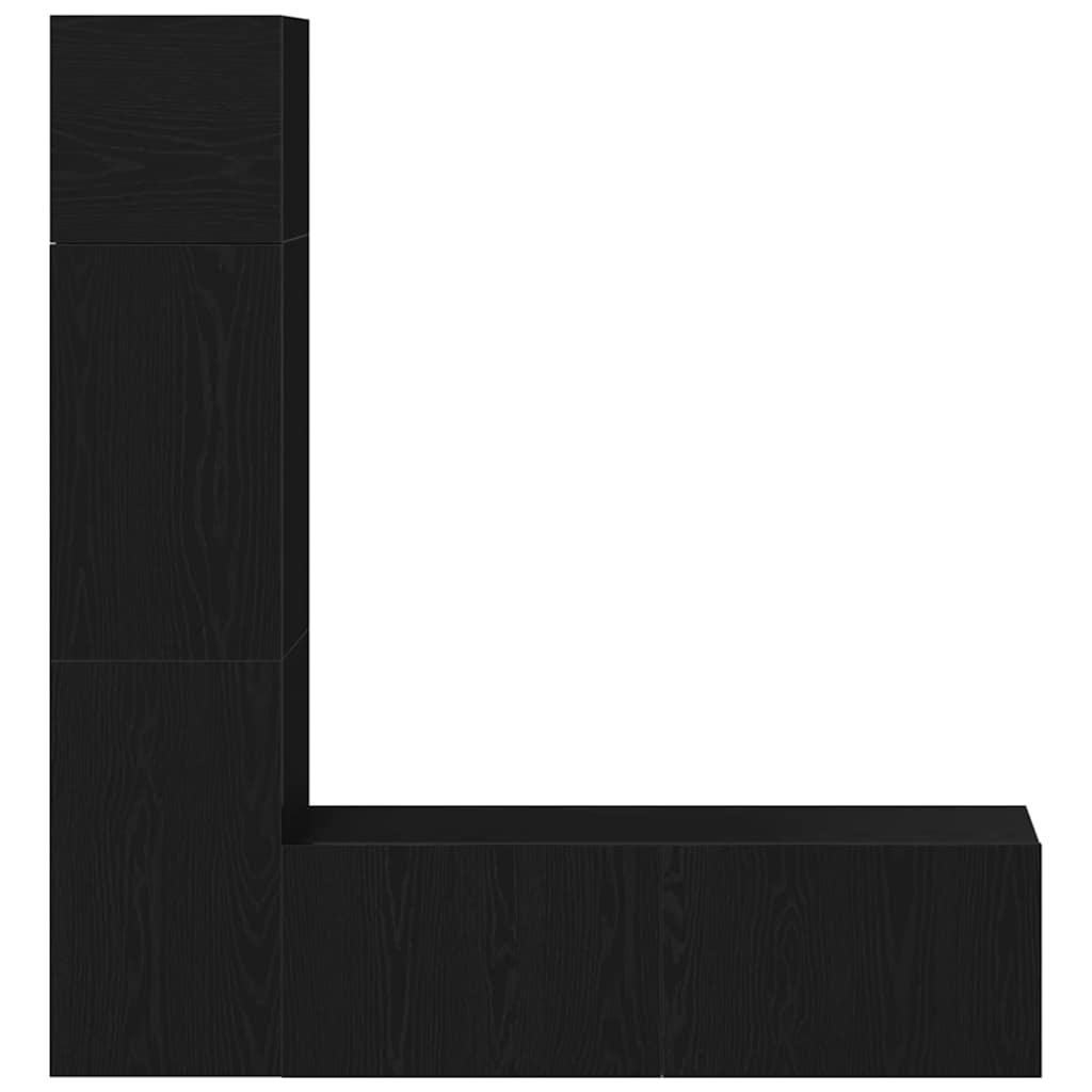 TV Cabinet Set Wall-mounted 4 pcs Black oak 130.5 x 30 x 140 cm