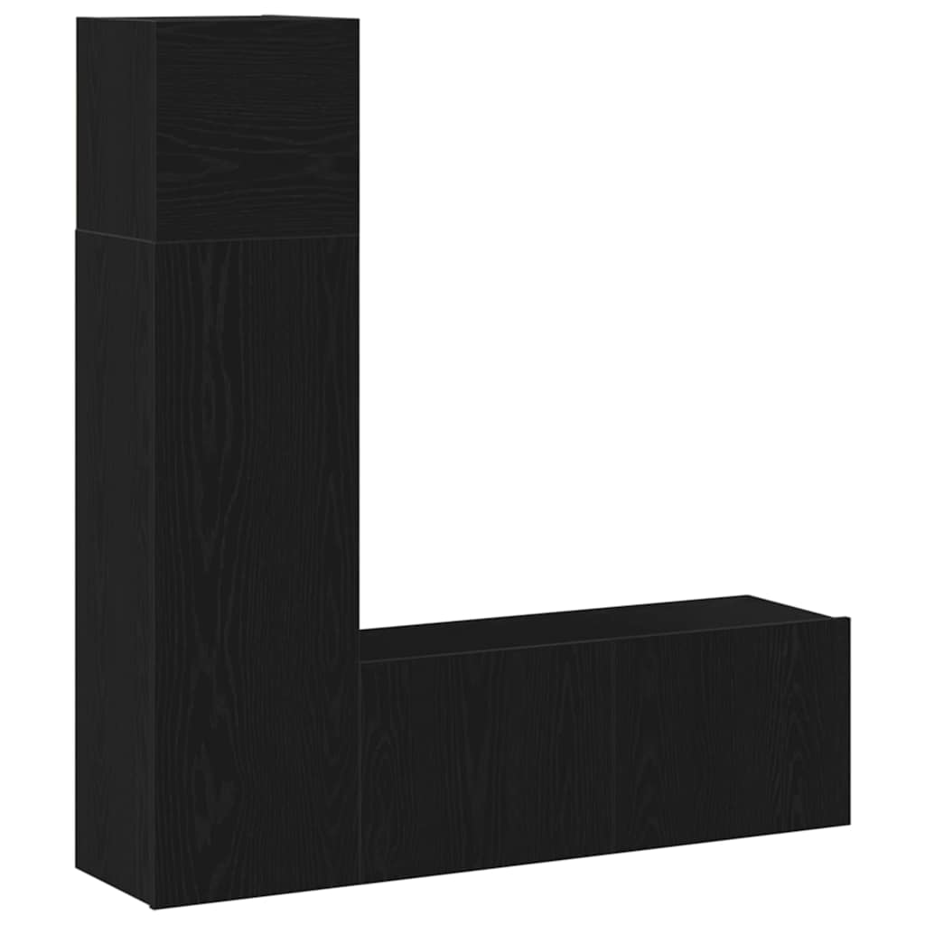 TV Cabinet Set Wall-mounted 3 pcs Black oak 130.5 x 30 x 140 cm