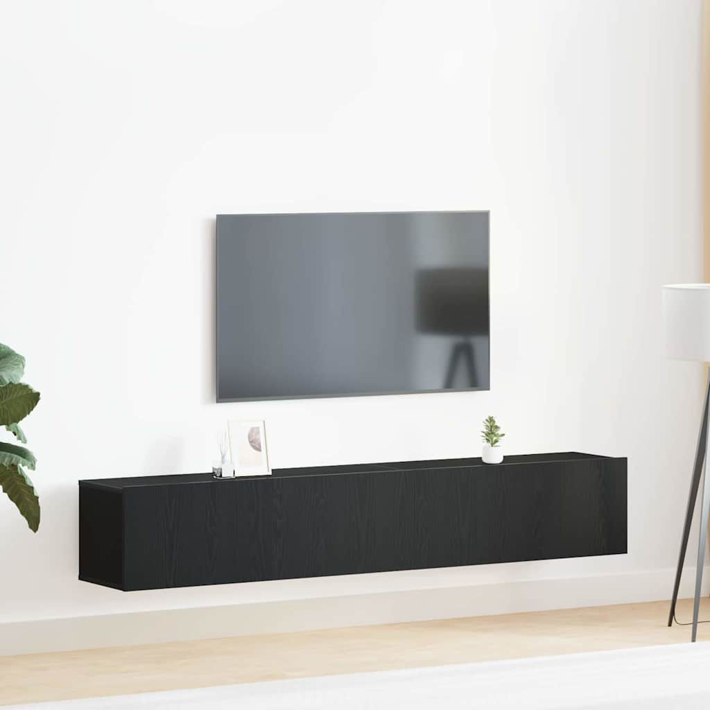 TV Cabinet Set 2 pcs Black oak 100 x 30 x 30 cm Engineered wood