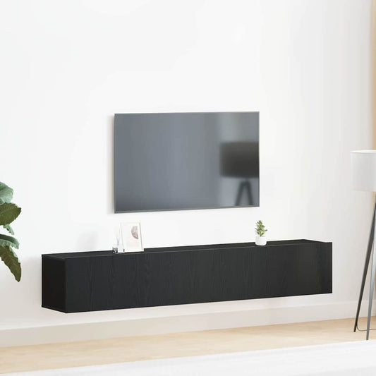 TV Cabinet Set 2 pcs Black oak 100 x 30 x 30 cm Engineered wood