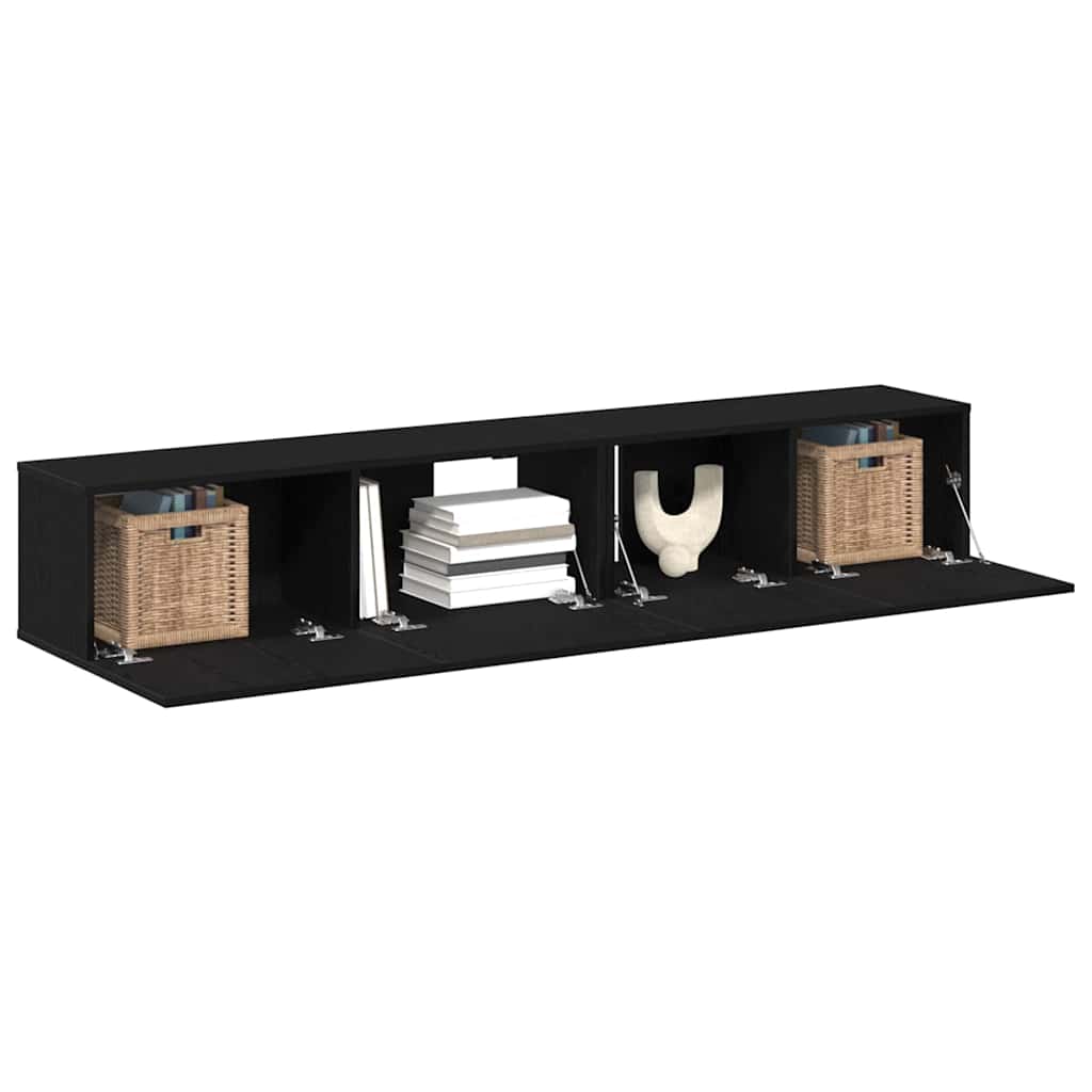 TV Cabinet Set 2 pcs Black oak 100 x 30 x 30 cm Engineered wood