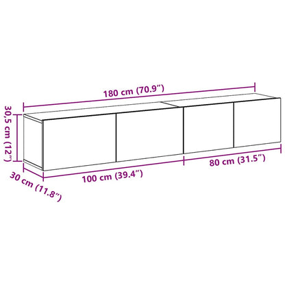TV Cabinet Set 2 pcs Black oak 100 x 30 x 30 cm Engineered wood