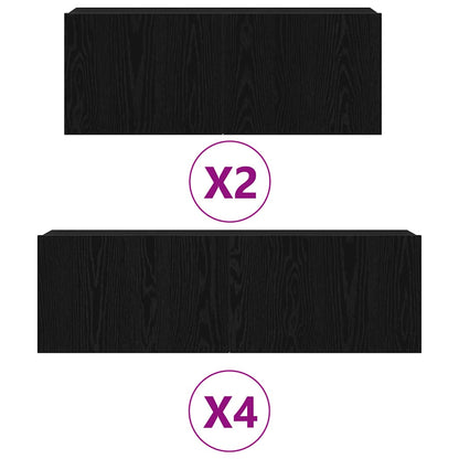 TV Cabinet Set 6 pcs Black oak 100 x 30 x 30 cm Engineered Wood