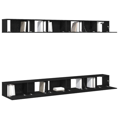 TV Cabinet Set 6 pcs Black oak 100 x 30 x 30 cm Engineered Wood