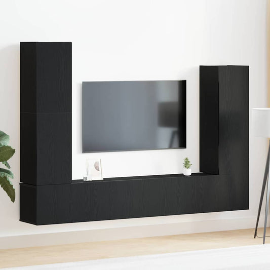 TV Cabinet Set Wall-mounted 6 pcs Black oak 30.5 x 30 x 110 cm