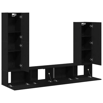 TV Cabinet Set Wall-mounted 6 pcs Black oak 30.5 x 30 x 110 cm
