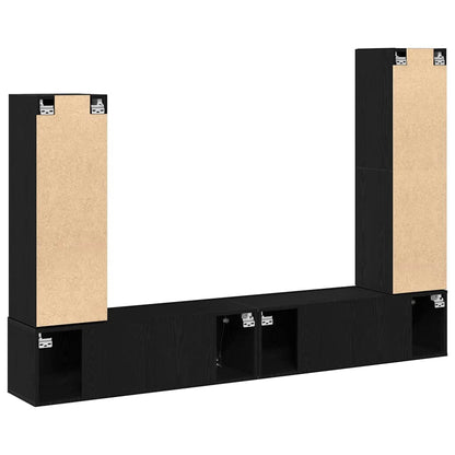 TV Cabinet Set Wall-mounted 6 pcs Black oak 30.5 x 30 x 110 cm
