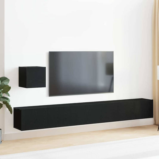 TV Cabinet Set 4 pcs Black oak 80 x 30 x 30 cm Engineered wood