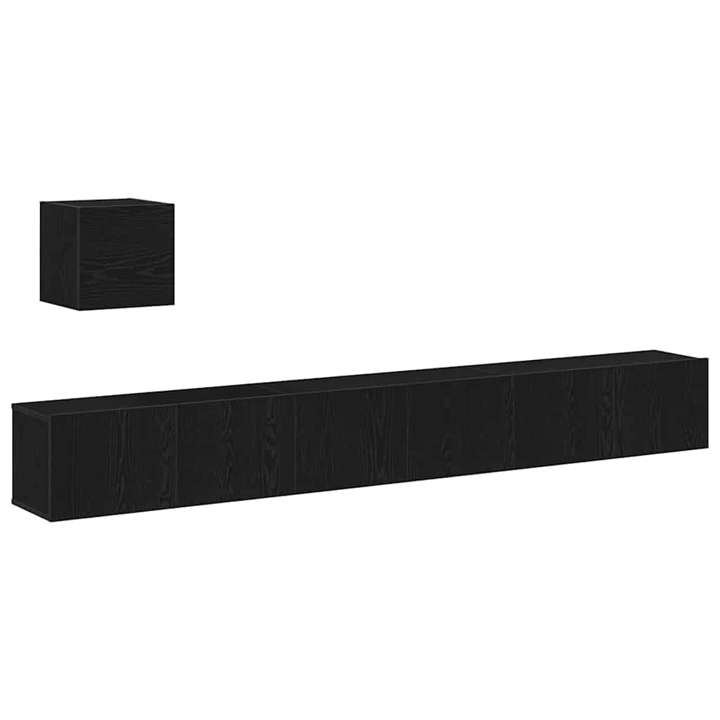 TV Cabinet Set 4 pcs Black oak 80 x 30 x 30 cm Engineered wood