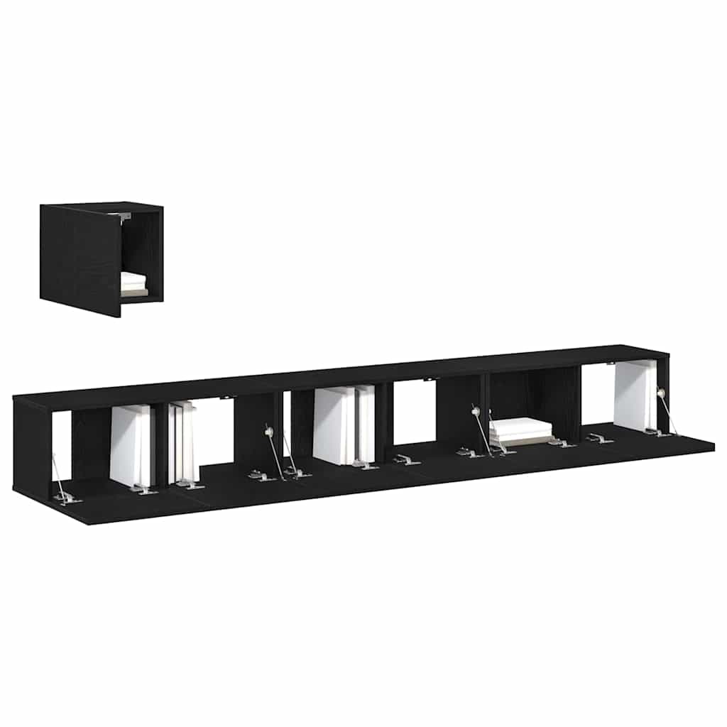 TV Cabinet Set 4 pcs Black oak 80 x 30 x 30 cm Engineered wood