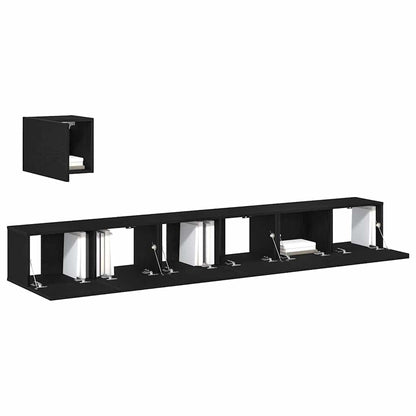TV Cabinet Set 4 pcs Black oak 80 x 30 x 30 cm Engineered wood