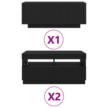 TV Cabinet 3 pcs Black 260 x 35 x 40 cm Engineered wood