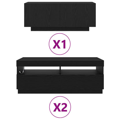 TV Cabinet 3 pcs Black 300 x 35 x 40 cm Engineered wood