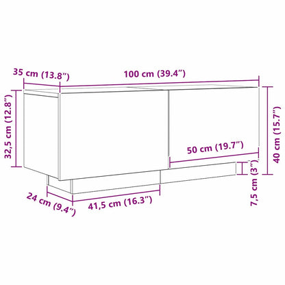TV Cabinet Black oak 100 x 35 x 40 cm Engineered wood