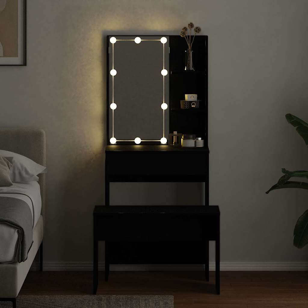Dressing Table Set Black oak 60 x 40 x 140 cm Engineered wood