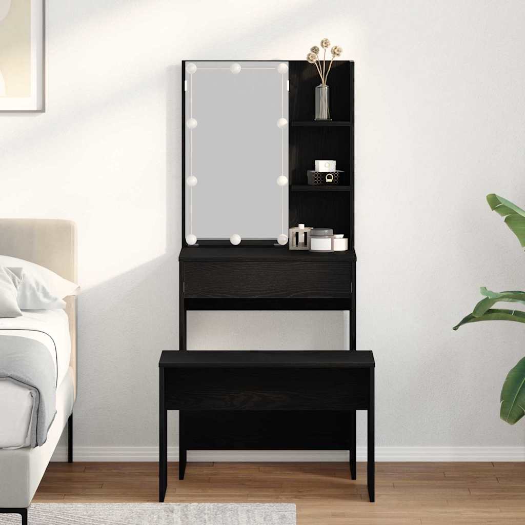 Dressing Table Set Black oak 60 x 40 x 140 cm Engineered wood