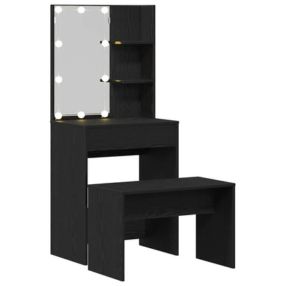 Dressing Table Set Black oak 60 x 40 x 140 cm Engineered wood