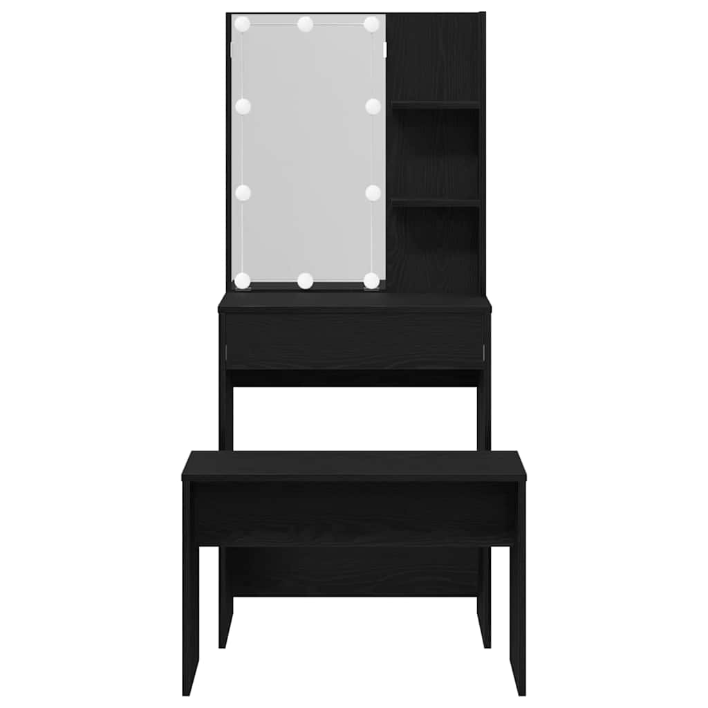 Dressing Table Set Black oak 60 x 40 x 140 cm Engineered wood
