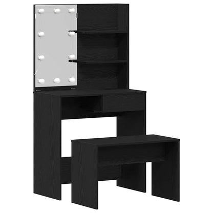 Dressing Table Set Black oak 74.5 x 40 x 141 cm Engineered wood