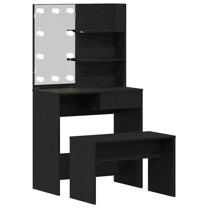 Dressing Table Set Black oak 74.5 x 40 x 141 cm Engineered wood