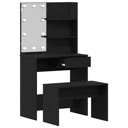 Dressing Table Set Black oak 74.5 x 40 x 141 cm Engineered wood