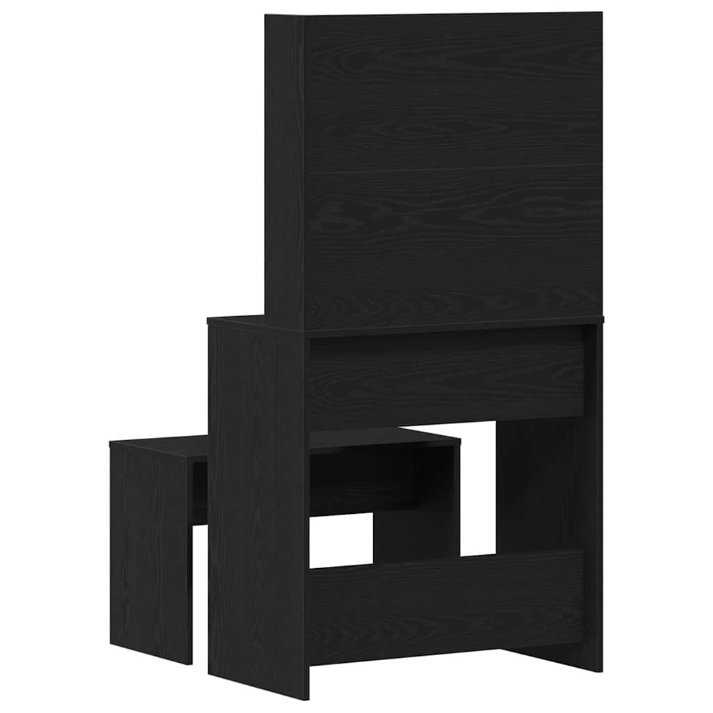 Dressing Table Set Black oak 74.5 x 40 x 141 cm Engineered wood