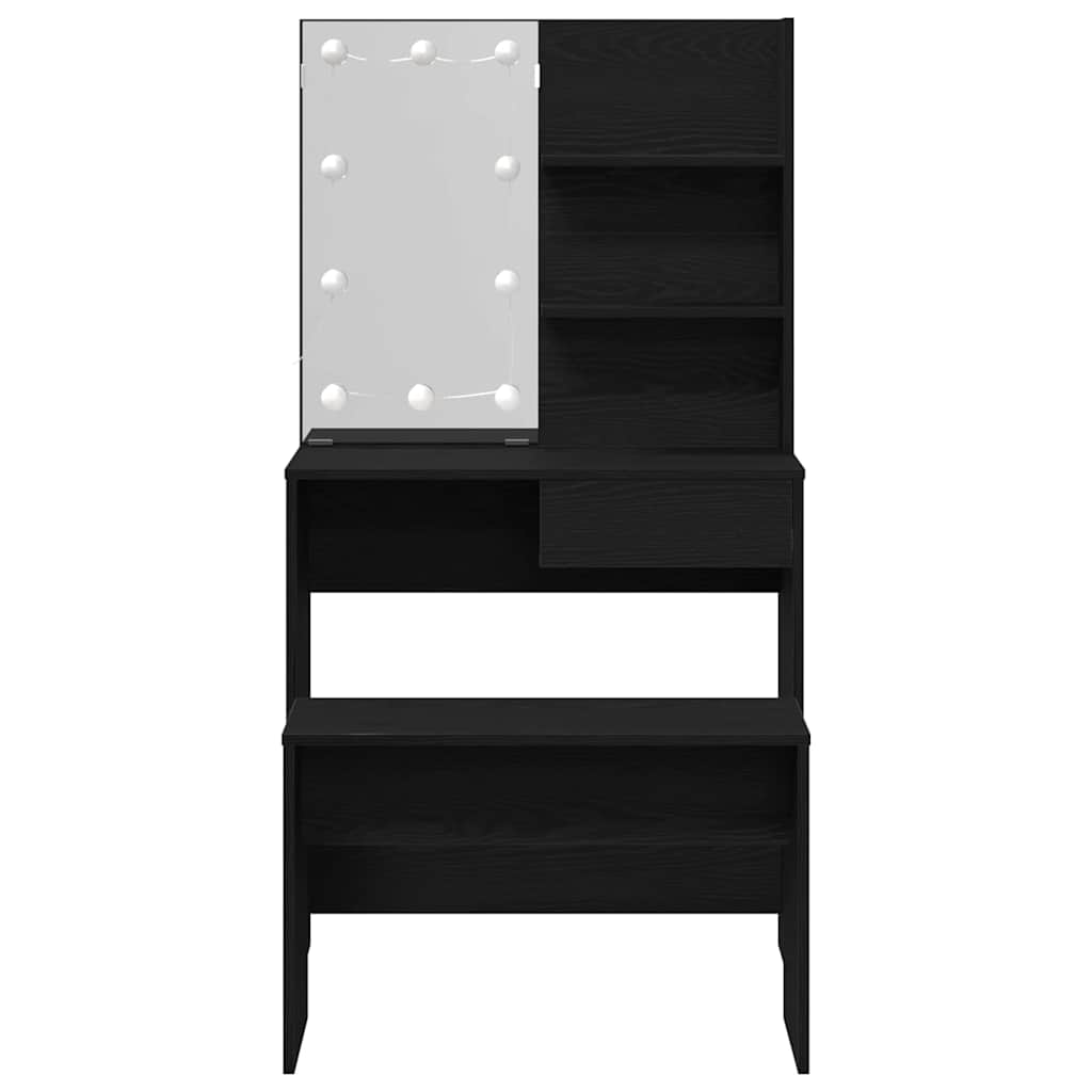 Dressing Table Set Black oak 74.5 x 40 x 141 cm Engineered wood