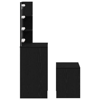 Dressing Table Set Black oak 74.5 x 40 x 141 cm Engineered wood