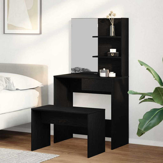 Dressing Table Set 2 pcs Black oak 74.5 x 40 x 141 cm