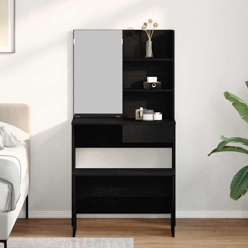 Dressing Table Set 2 pcs Black oak 74.5 x 40 x 141 cm