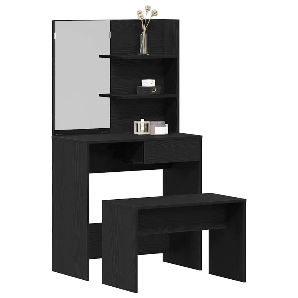 Dressing Table Set 2 pcs Black oak 74.5 x 40 x 141 cm