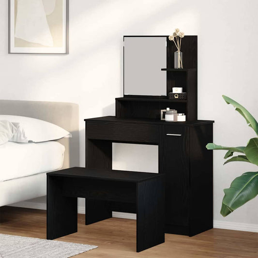 Dressing Table Set with Door 2 pcs Black oak 86.5 x 35 x 136 cm
