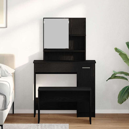 Dressing Table Set with Door 2 pcs Black oak 86.5 x 35 x 136 cm