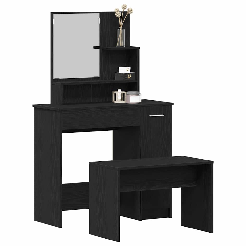 Dressing Table Set with Door 2 pcs Black oak 86.5 x 35 x 136 cm