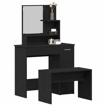 Dressing Table Set with Door 2 pcs Black oak 86.5 x 35 x 136 cm