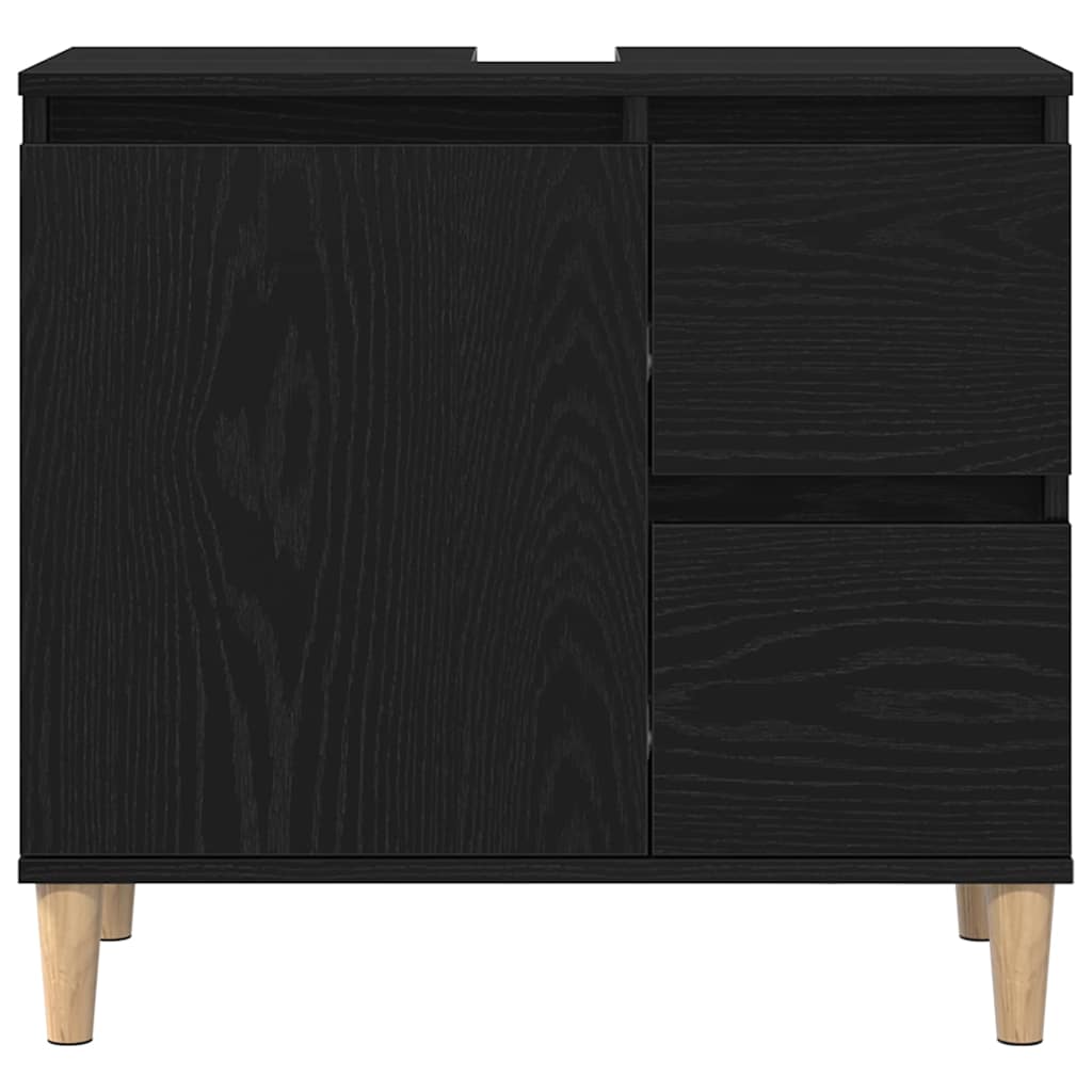 Bathroom Furniture Set with Drawer 3 pcs Black 30 x 30 x 180 cm