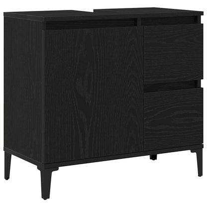 Bathroom Furniture Set with Drawer 3 pcs Black 30 x 30 x 180 cm
