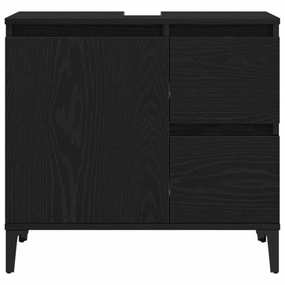 Bathroom Furniture Set with Drawer 3 pcs Black 30 x 30 x 180 cm