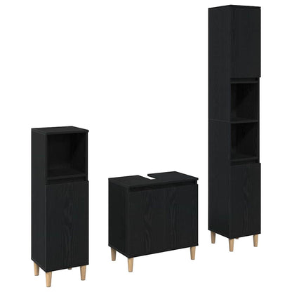 Bathroom Furniture Set with Door 3 pcs Black 30 x 30 x 180 cm